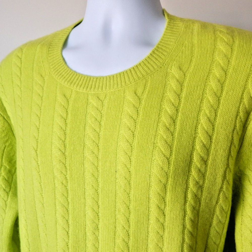 NWT Vineyard Vines Washable CASHMERE Sweater Cable Crew Neck Wild Lime Men’s LRG